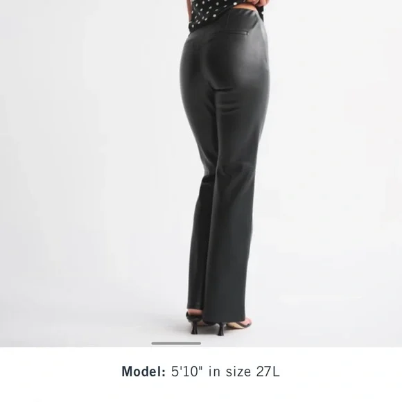 Abercrombie & Fitch Black Flare Leather Pants - Picture 2 of 4
